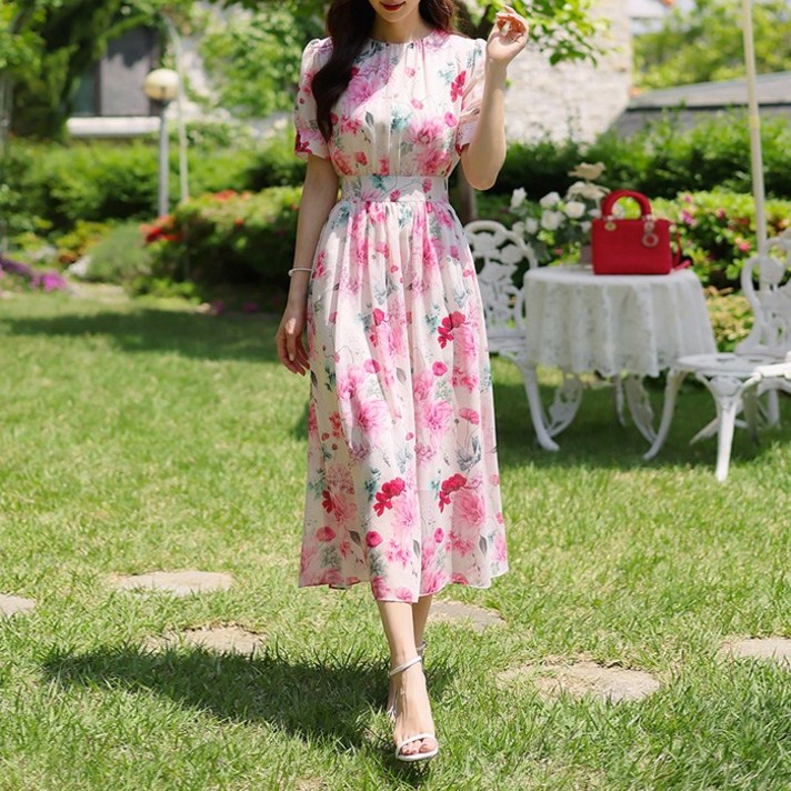 스타일온미 프로테아 퀸 플라워 요루 쉬폰 A라인 플레어 원피스 스타일온미 프로테아 퀸 플라워 요루 쉬폰 A라인 플레어 원피스