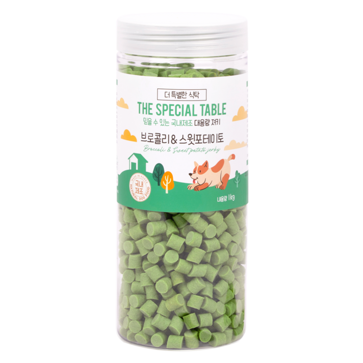 푸디 더특별한식탁 강아지 간식 프리미엄 져키, 1kg, 1개, 브로콜리스윗포테이토