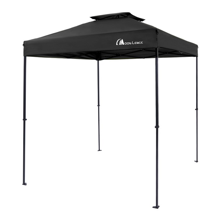 MOON LENCE 원터치 타프 사각 캠핑 타프 방수 타프 그늘막 타프 시스템 파고라 3단 고도 조절 자외선 차단 UPF50 조립 간단 UV타프막 스틸프레임, 검은색