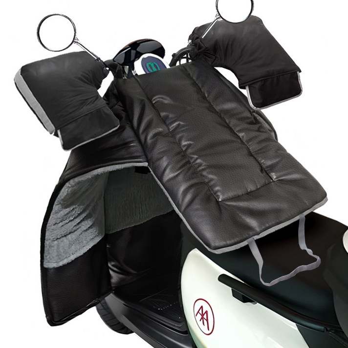 내일마켓 프리미엄 가죽 방한패딩핸들워머 SET 오토바이 전기자전거 방한토시 무릎 담요 바람막이 방한복 방수커버 방품커버 기모