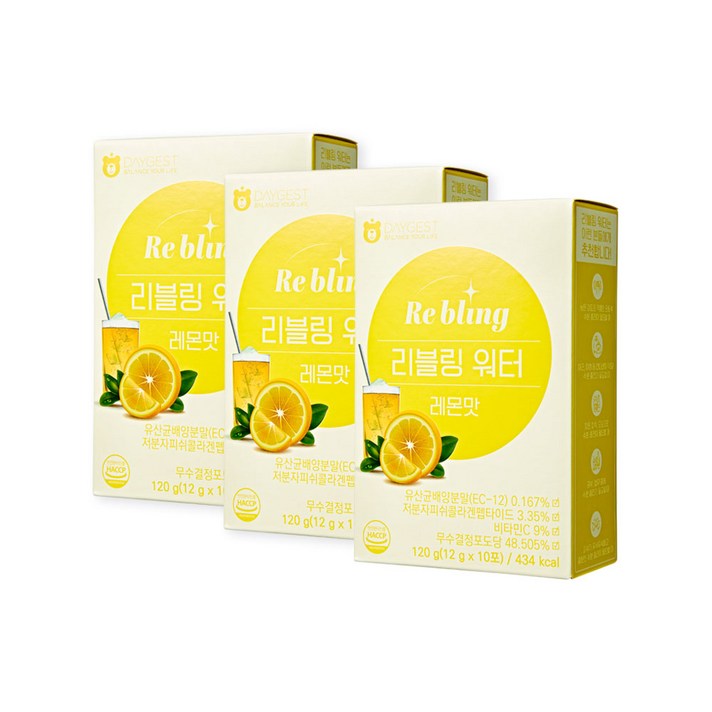리블링워터 레몬맛 수분충전 기능성음료, 30포, 12g