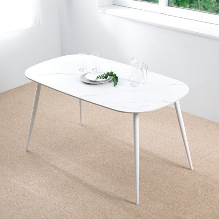 블랑스 세라믹 1400X800 타원형 12T 포세린 통 테이블, 색상화이트