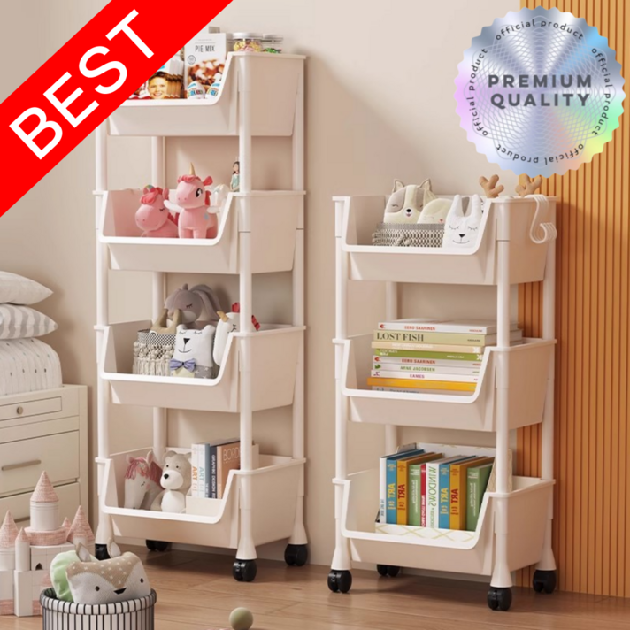 라이프앤컴 이동식 U자형 선반 다용도 정리함 트롤리, 3단, 화이트