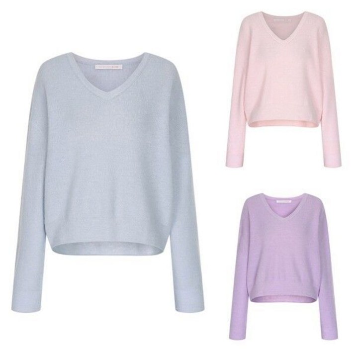 올리브데올리브 여성용 브이넥 알파카 블렌드 니트 풀오버