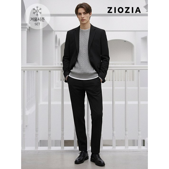 지오지아 블랙 스트레치 캐주얼 셋업 수트 AAD4KG1601 AAD4PP1601 BK