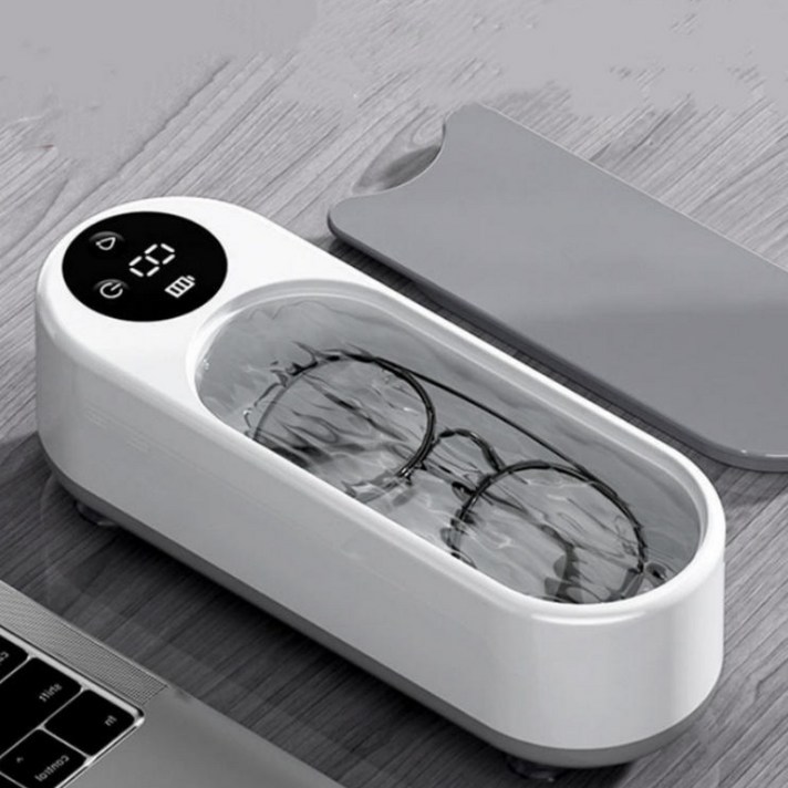 PYHO 가정용 초음파 전동 세척기 스마트 다기능 안경 액세서리 세척기, 화이트, 1개