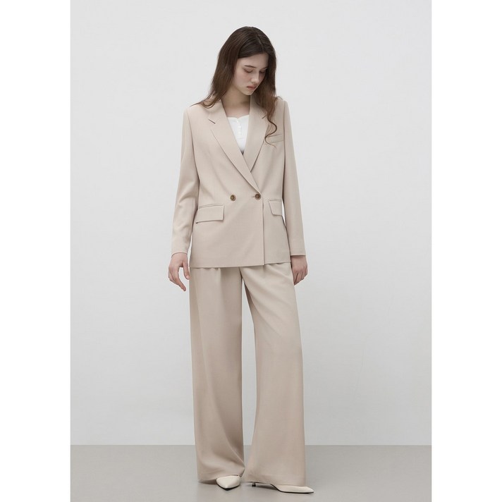 잇미샤 셋업 더블 브레스티드 자켓 ITQ4BJK60A  투턱 벨티드 와이드 팬츠 ITQ4BPT60A 3091004