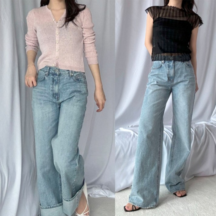 5도씨 여름 연청바지 아이스데님 연청 세미와이드청바지 하우룩