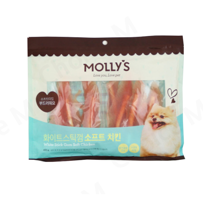 몰리스 화이트 스틱껌 소프트 치킨 400g 부드러운 애견 펫 간식 반려견 치아관리