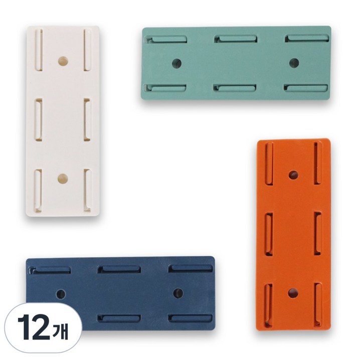 더올아이템 다용도 고정 브라켓 리모컨 정리 거치대, 접착식 슬라이드형, 12개, 아이보리 네이비 오렌지 민트