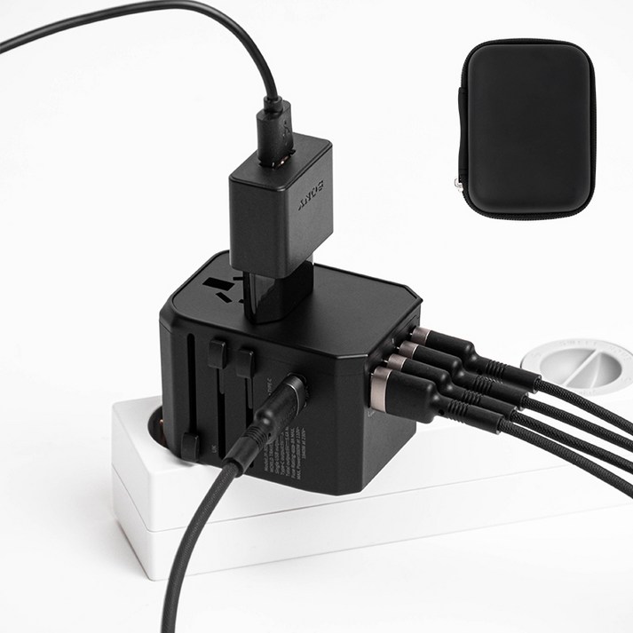 해외여행용어댑터 바코 해외 여행용 고속충전 멀티 어댑터 플러그 USB 5.6A 5포트 C타입 호환 콘센트 Travel Multi-Plug01
