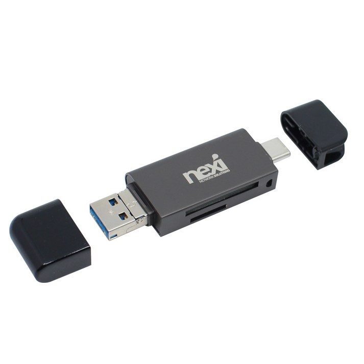 넥시 3D 카드리더기 USB 3.0 C타입, NX887 NX3IN1CRD, 다크그레이, 1개