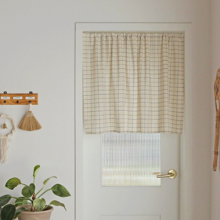 데코토닉 코지 윈도우체크 바란스 커튼