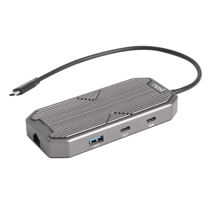 넥시 멀티스테이션 USB허브 C타입 7포트 USB3.1 NX-U31M7-RGB, 다크그레이