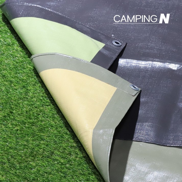 캠핑N 방수포 그라운드시트 방수 천막 시트 텐트 2m x 2m, 1개, 초코브라운  올리브그린 투톤