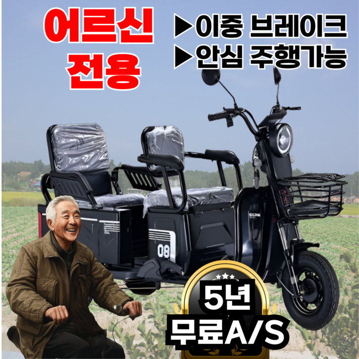 Ezybike 쉬운조작 세발전기자전거 어르신 전동 자토바이 출퇴근 스쿠터, 블랙, 스틸 Ezybike 쉬운조작 세발전기자전거 어르신 전동 자토바이 출퇴근 스쿠터, 블랙, 스틸