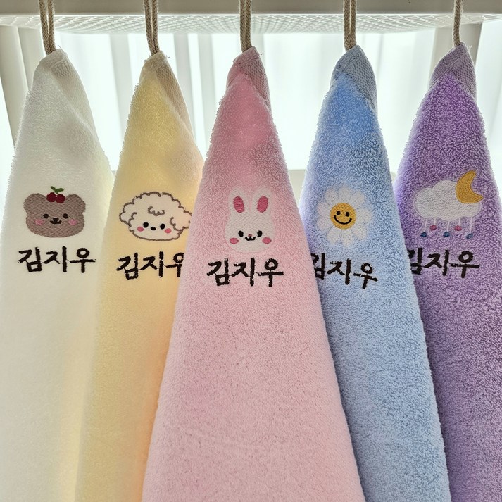 쁘띠맘 파스텔핸드타올5장 어린이집수건 이름자수 고리수건 네임수건 타올 수건 유치원수건, 5개, 동물세트 쁘띠맘 파스텔핸드타올5장 어린이집수건 이름자수 고리수건 네임수건 타올 수건 유치원수건, 5개, 동물세트