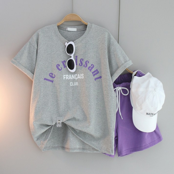 달콩 여성 여름세트 상하세트 트레이닝 캐주얼 프랑레터링반바지세트