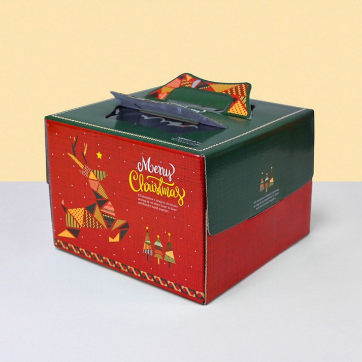 제이팩토리 크리스마스 케이크 포장 상자 루돌프 케익박스 2호 하판별도구매, 25개, 디어