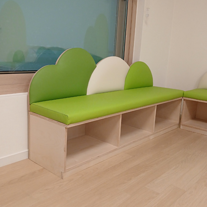 i86 스툴벤치 유치원 어린이집 놀이방 키즈카페 수납스툴 수납벤치 방염 스툴 장의자 목재의자 1500mm, 1개, G타입