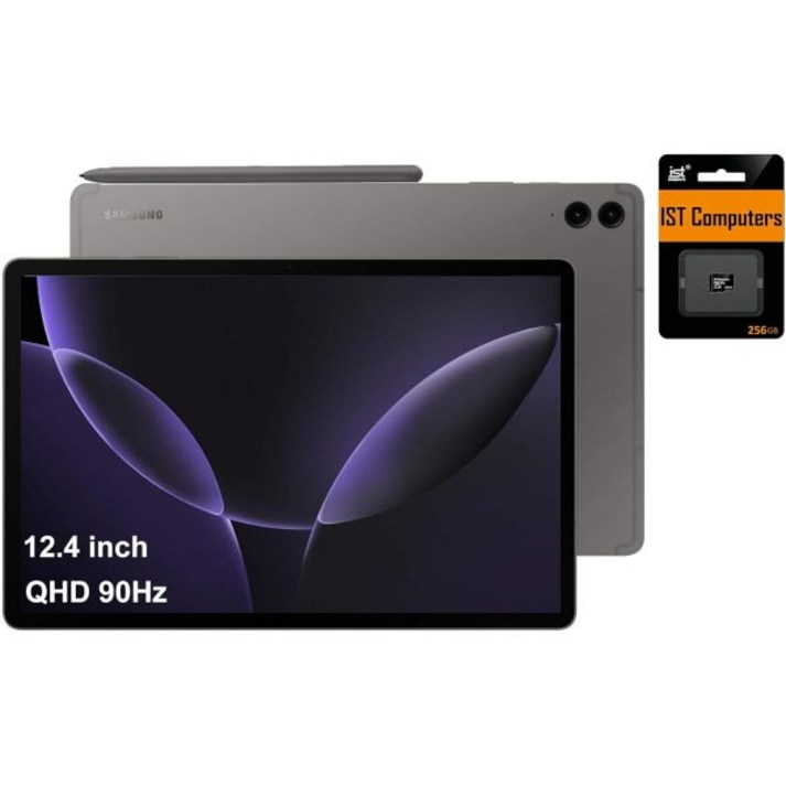 태블릿 PC Samsung 삼성 갤럭시 탭 S9 FE+ 플러스 안드로이드 12.4인치 터치스크린 8GB RAM 256GB 스토리지 18시간 긴 배터리 수명 S펜 전면 카메라 1