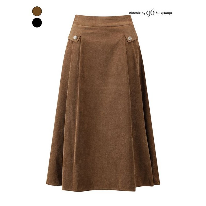 나인식스뉴욕 사이드 풀 핀턱 코듀로이 스커트 NPASK007M0