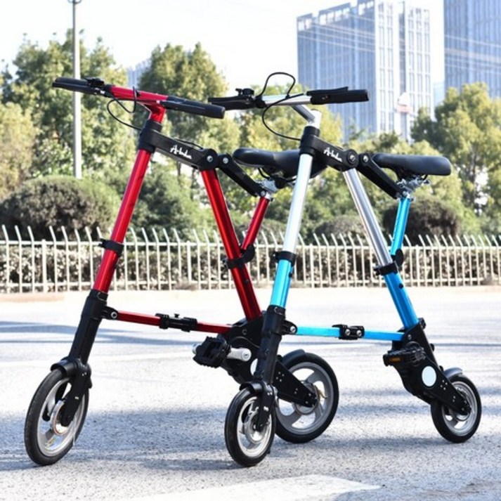 접이식 자전거 휴대용 폴딩 A-BIKE 초경량 접는 미니 자전거, 10 인치 레드