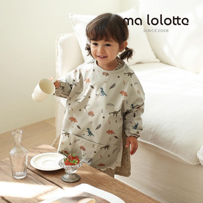 마롤로뜨 아기 긴팔 방수가운 턱받이 침받이 자기주도 미술가운 문센 어린이집