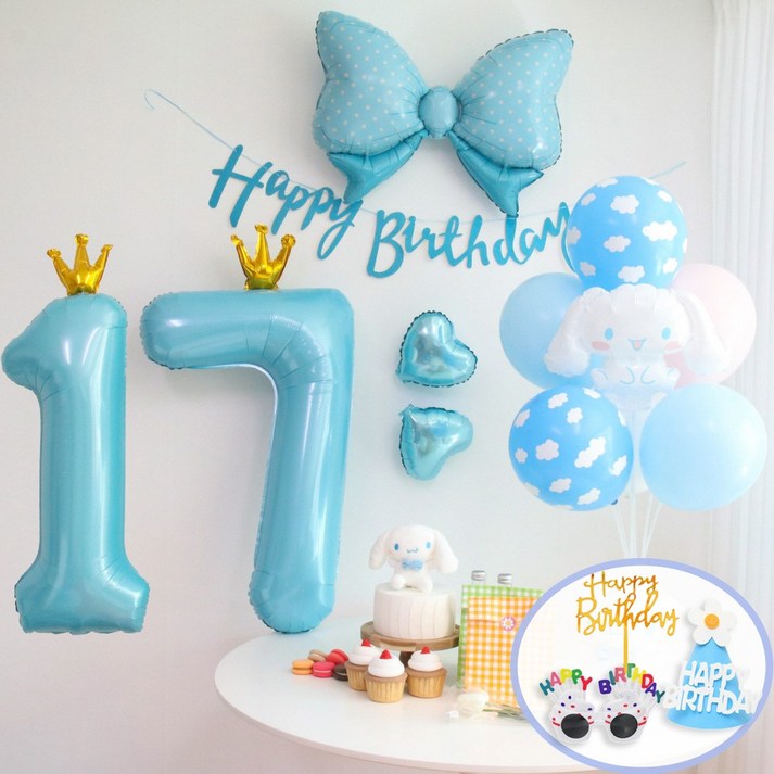 산리오 시나모롤 풍선 생일파티세트