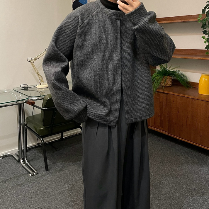 르위 캐시미어 울 크롭 라운드 가디건