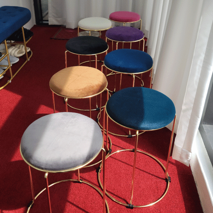 4인원형식탁 이태리인테리 화장대의자 화장대 원형 스툴 벨벳 의자, 커피