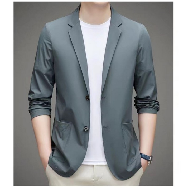 본정장 맨잇슈트 남성정장세트 여름 정장 남자 슬림 아이스 코트 통기성 단열 래쉬가드 캐주얼 작은 양복 래쉬가드 남