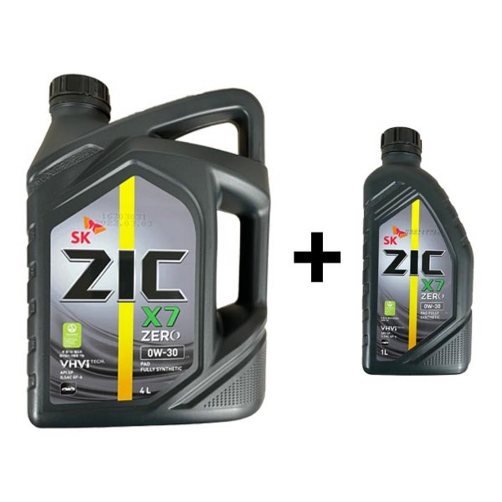 0w30엔진오일 ZIC X7 ZERO 0W30 4L 1개 + 1L 1개 가솔린