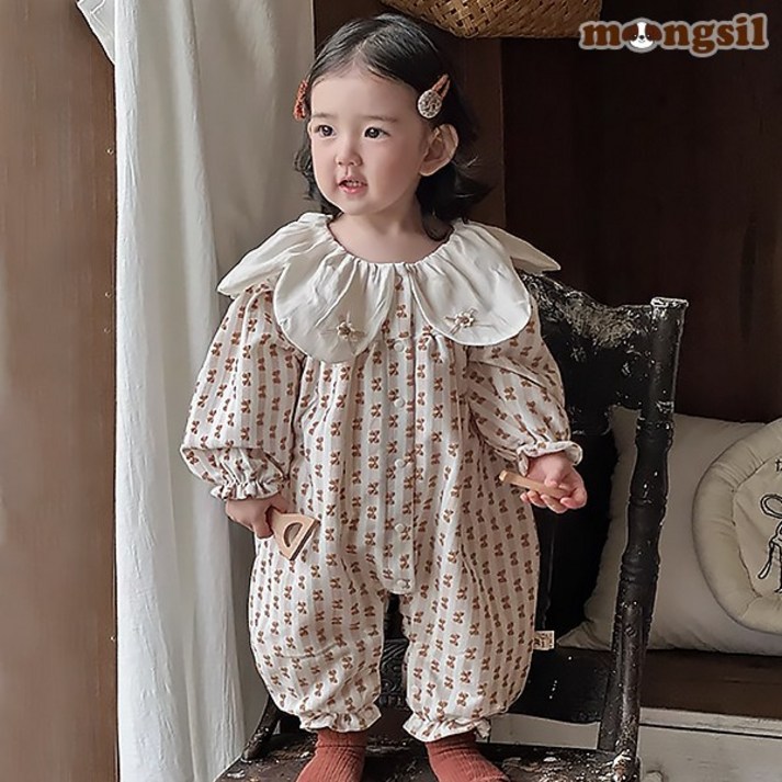 몽실이 플라워 카라 여아 우주복 가을 유아용 외출복 사진촬영 기념일