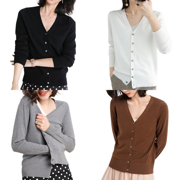 아모르주 여성 니트 브이넥 가디건 2장세트