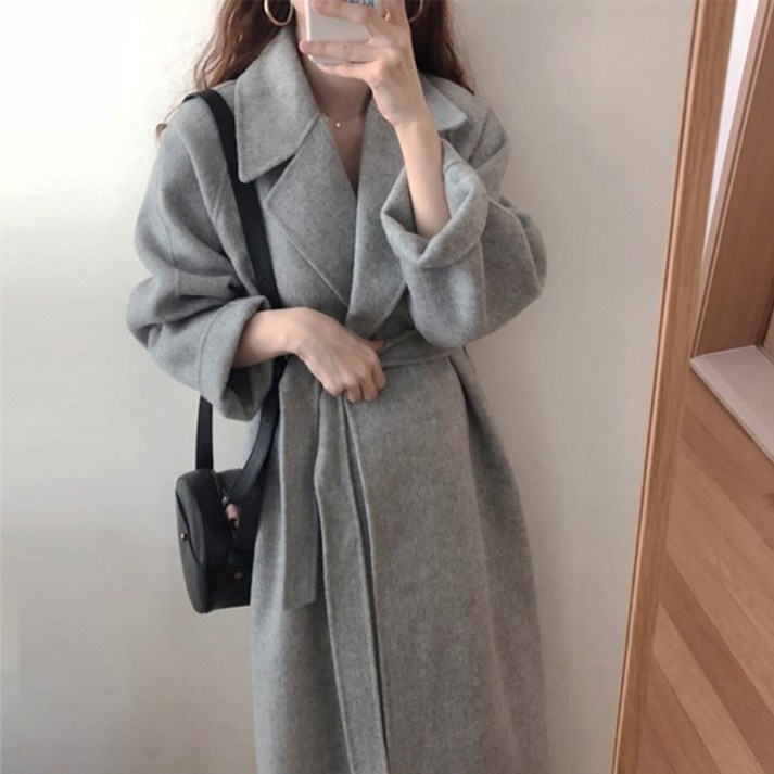 [레티고] 핸드메이드 카라 모직 롱 코트