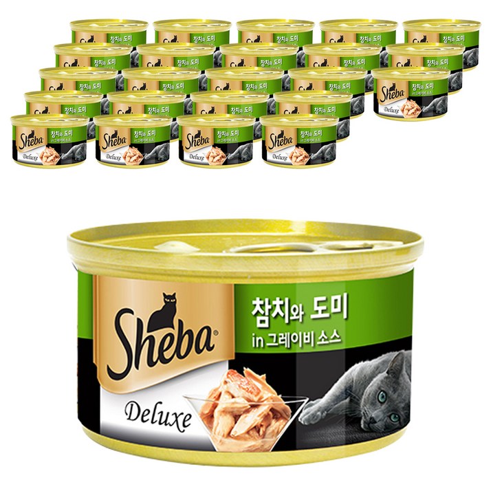 쉬바 1세 이상 고양이 간식 캔, 24개, 혼합맛(참치/도미)