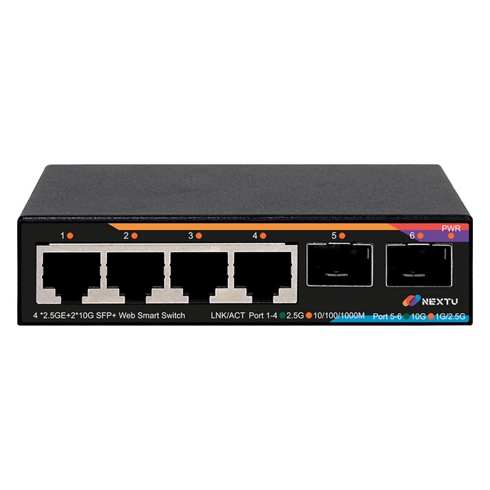 넥스트유 4포트 2.5G + 10G 2SFP 멀티기가 웹스마트 스위치 허브 스재미