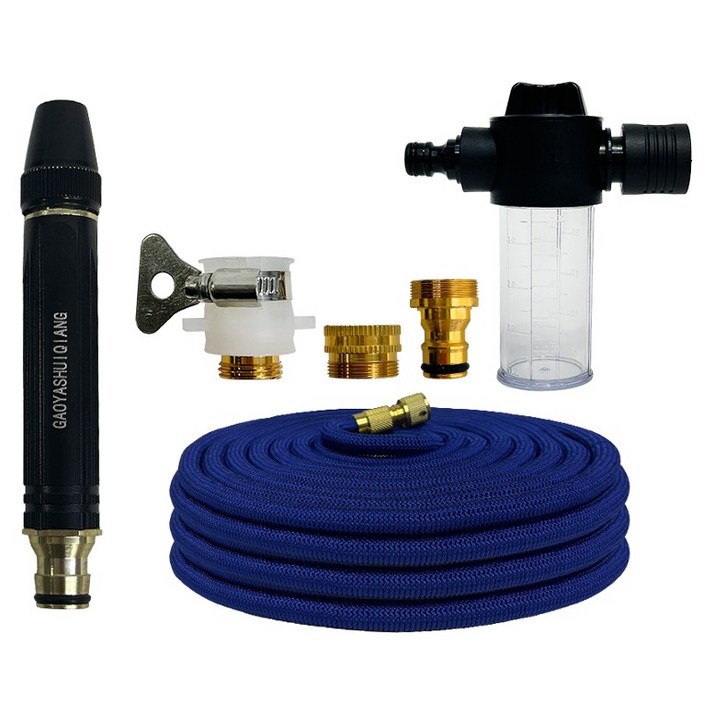 월드크린 매직 고압 물 호스 스프레이 건 1030m 세트, 1개, 블루
