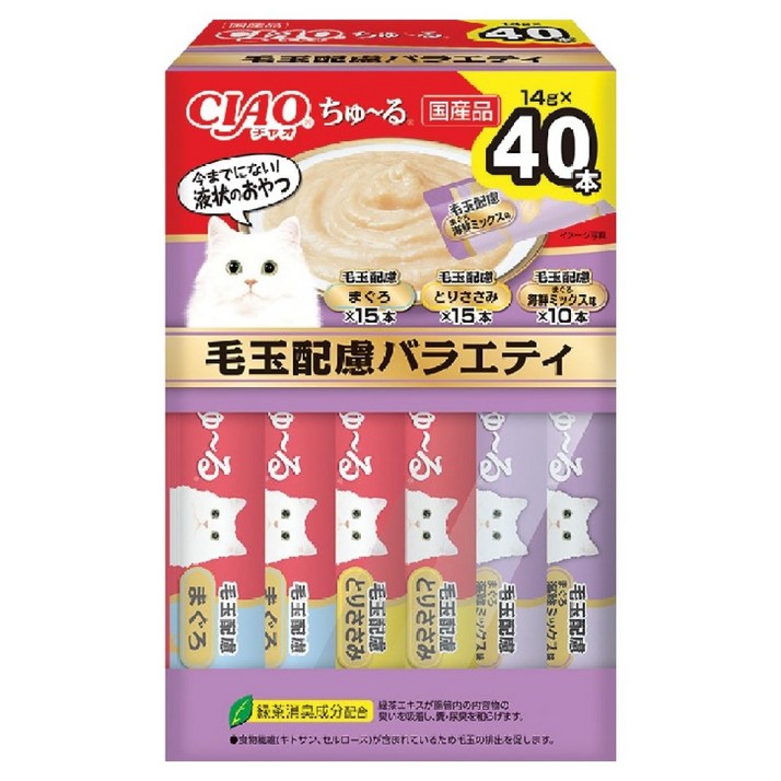 챠오츄르 고양이 이나바 헤어볼케어 버라이어티 츄르 SC427 40p