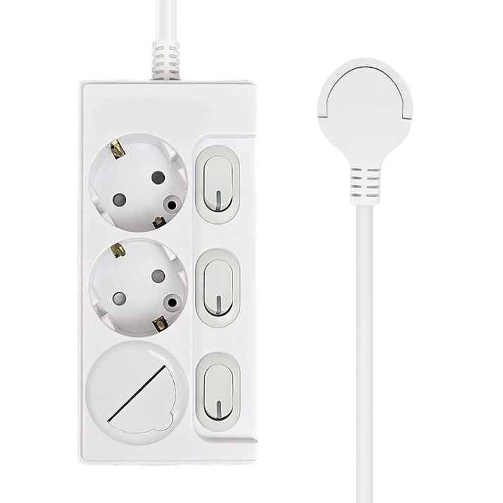 원스탑 제로갭 슬림 개별 스위치 멀티탭 3구 16A + 안전커버