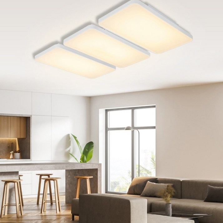 원하 LED 미러 거실 천장 조명 삼색변환, 리모컨 200W 밝기조절 플리커프리, 화이트