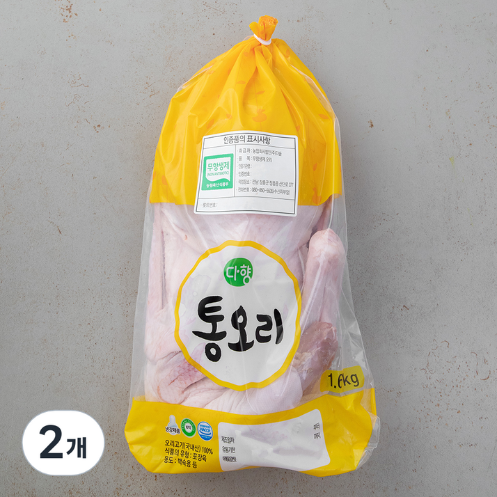 다향오리 통오리 백숙용 냉장, 1.6kg, 2개
