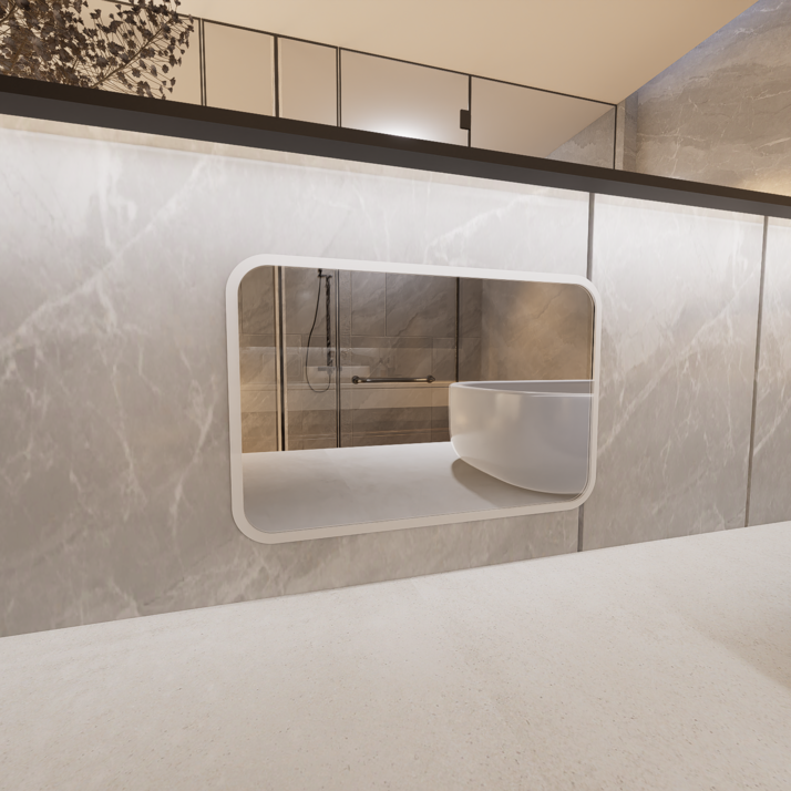 마드 부착식 일반 심플 아크릴거울 긴사각형 M, 화이트