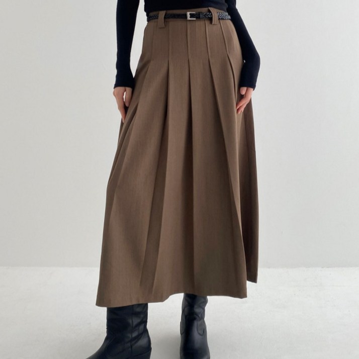 라라온 플리츠 롱 뒷밴딩 치마 TSP3018