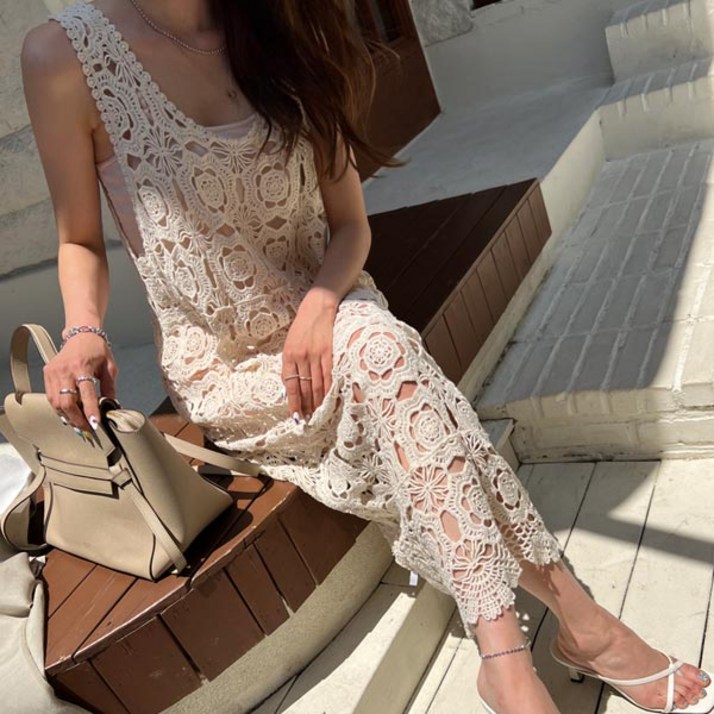 난닝구 브솔아 뜨개나시 롱 원피스