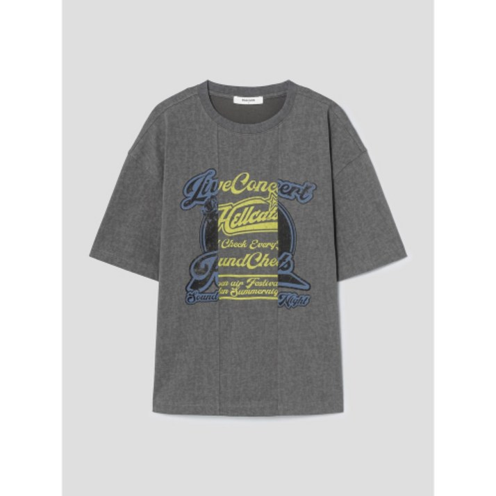 8SECONDS 에잇세컨즈 배색 절개 그래픽 티셔츠 애쉬 265742CY14 458894