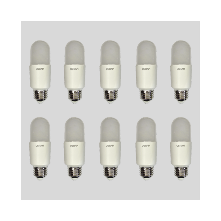 OSRAM 스틱 LED 7W 플리커프리 사각지대를 줄여주는 막대형 조도 분포 E27 E26 호환, 10개, 전구색
