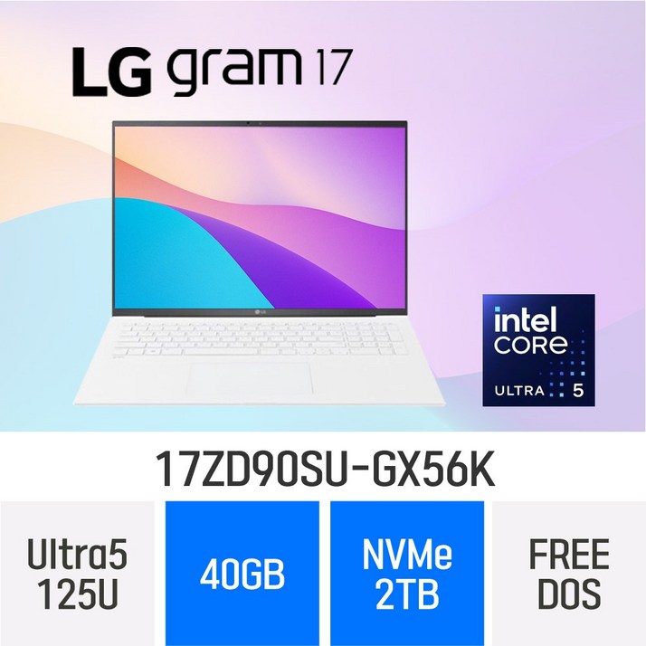 LG전자 2024 그램17 17ZD90SUGX56K, 17ZD90SUGX56K, Free DOS, 40GB, 2TB, 스노우화이트