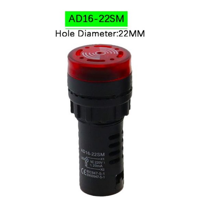 AD1622SM LED 액티브 부저 경고음 표시기 플래시 신호등 레드 그린 옐로우 블랙 12V 24V 110V 220V 380V 22mm 1 개